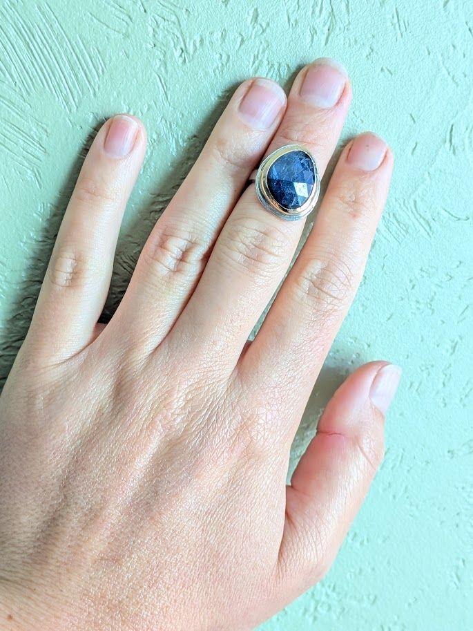 Savage Roots Nikki Ring in Sterling Silver, 14KGF & Blue Sapphire