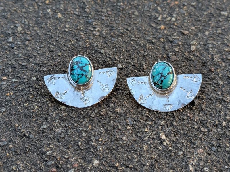 Savage Roots Abilene Earrings in Sterling Silver & Turquoise Savage Roots Abilene Earrings in Sterling Silver & Turquoise
