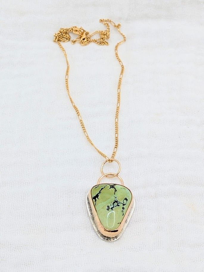 Savage Roots Bitsy Necklace in Sterling Silver, 14KGF & Turquoise