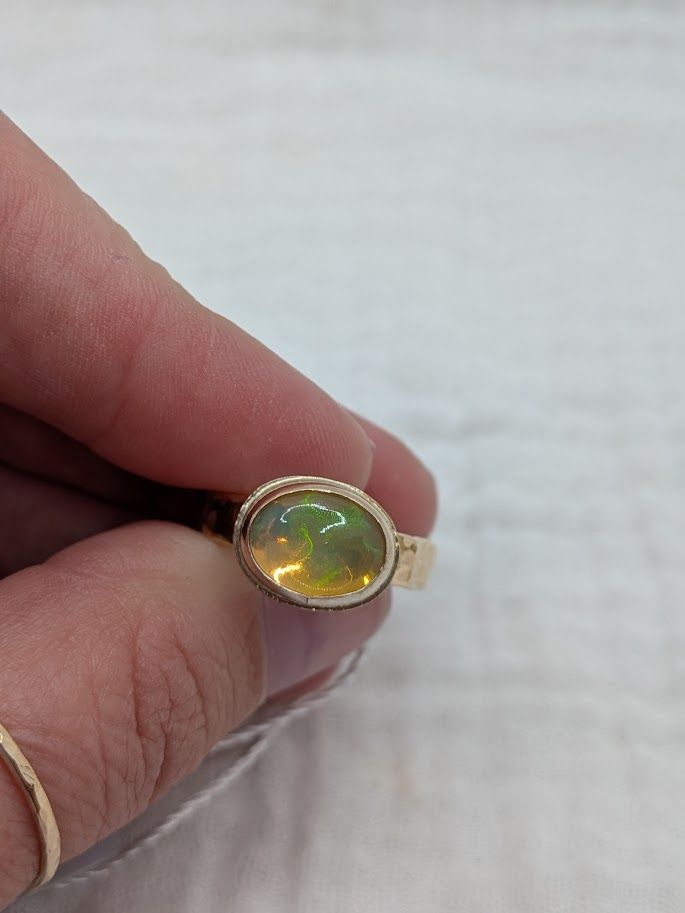 Savage Roots Newport Ring in 14KGF & Yellow Ethiopian Opal