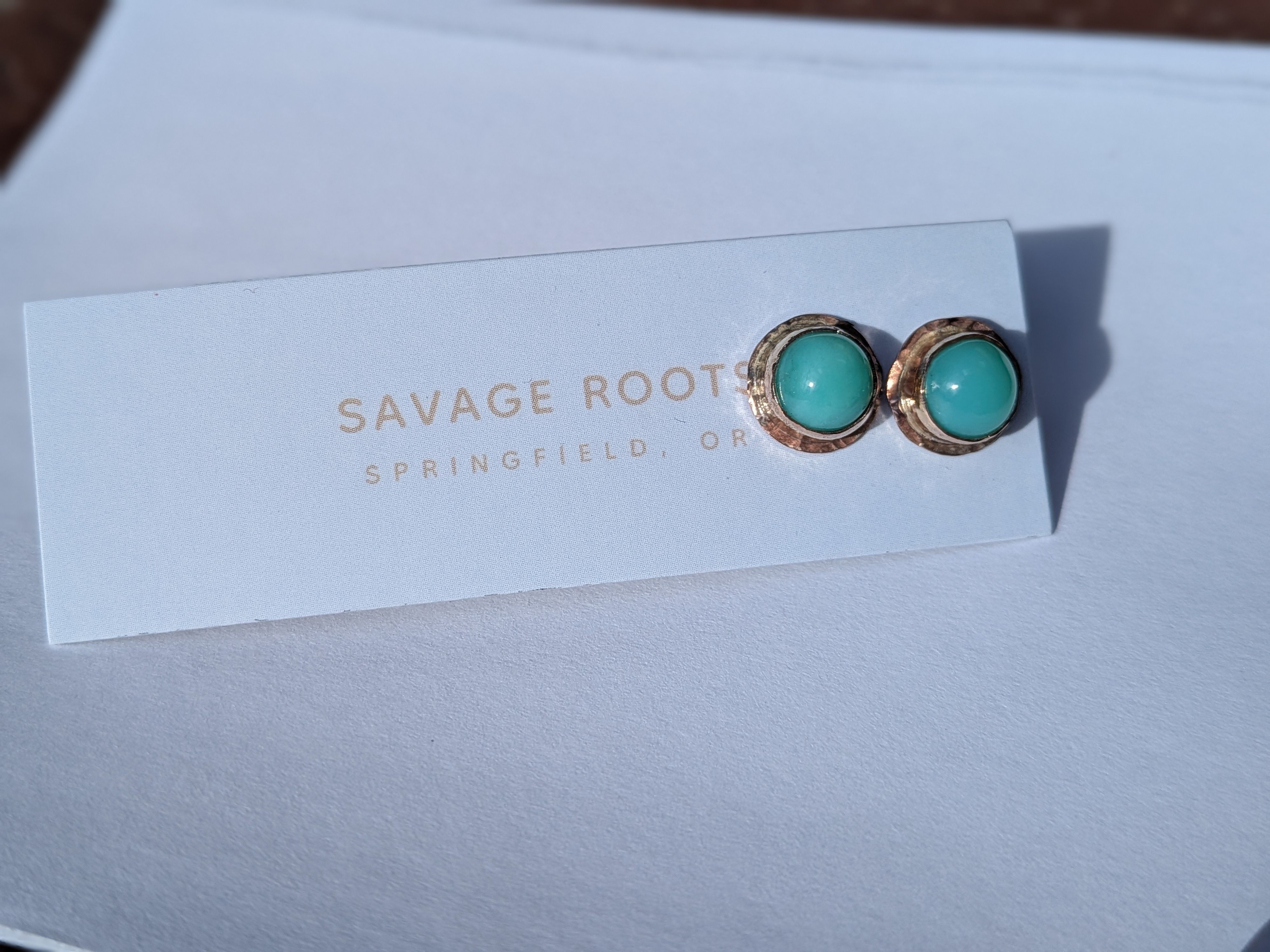 Savage Roots Maddie Stud Earrings in 14KGF & Chrysoprase
