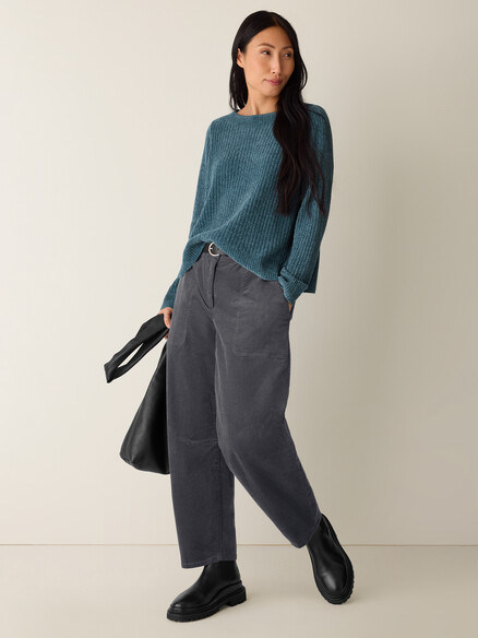 Eileen Fisher Chenille Blend Square Armhole Sweater in Sea Spray