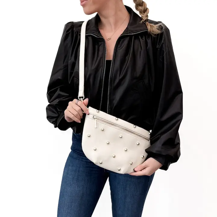 Pretty Simple Studded Westlyn Bum Bag in Cream