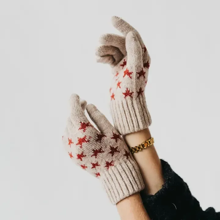 Pretty Simple Knit Star Smart Gloves in Beige Pretty Simple Knit Star Smart Gloves in Beige
