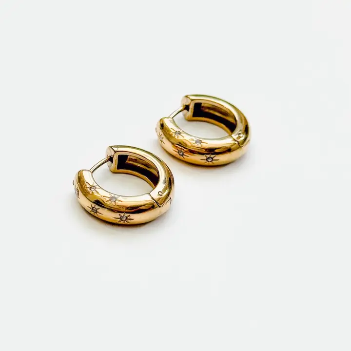 Pretty Simple Pops of Sparkle Waterproof Huggie Hoop in Gold