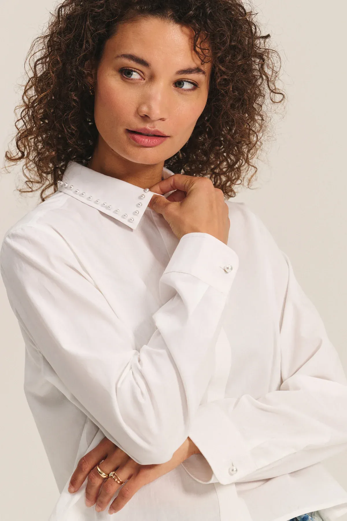 Velvet Jocelyn Novelty Poplin Shirt in White