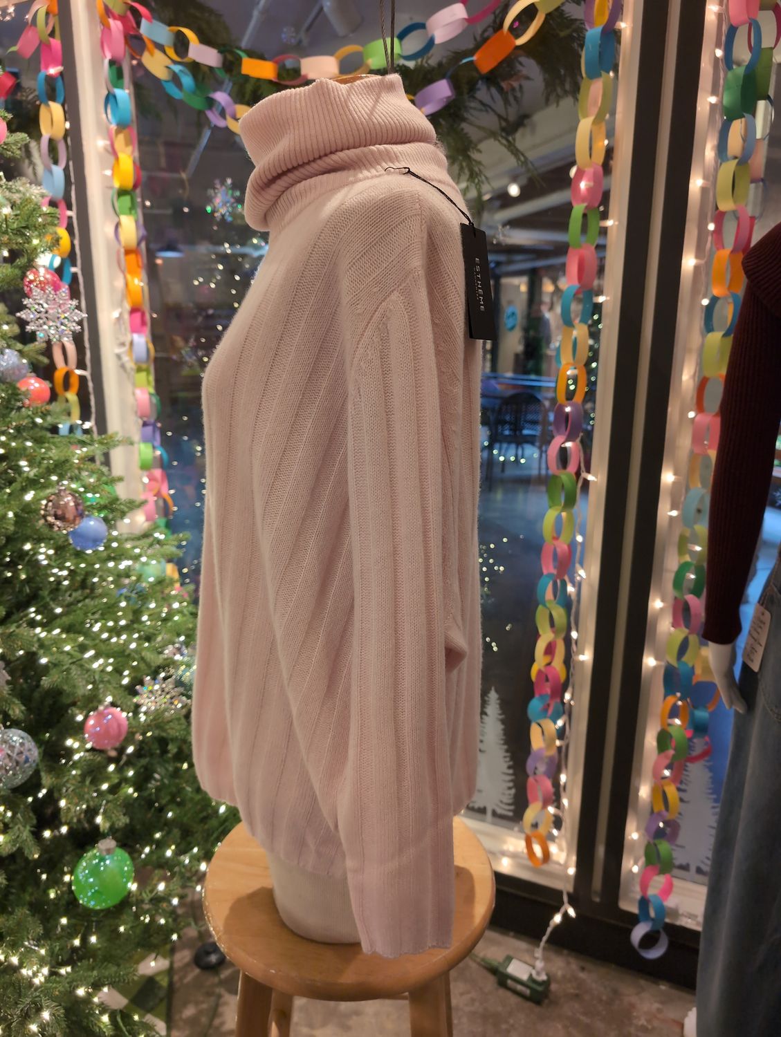 Estheme Cashmere Ribbed Turtleneck in Satin