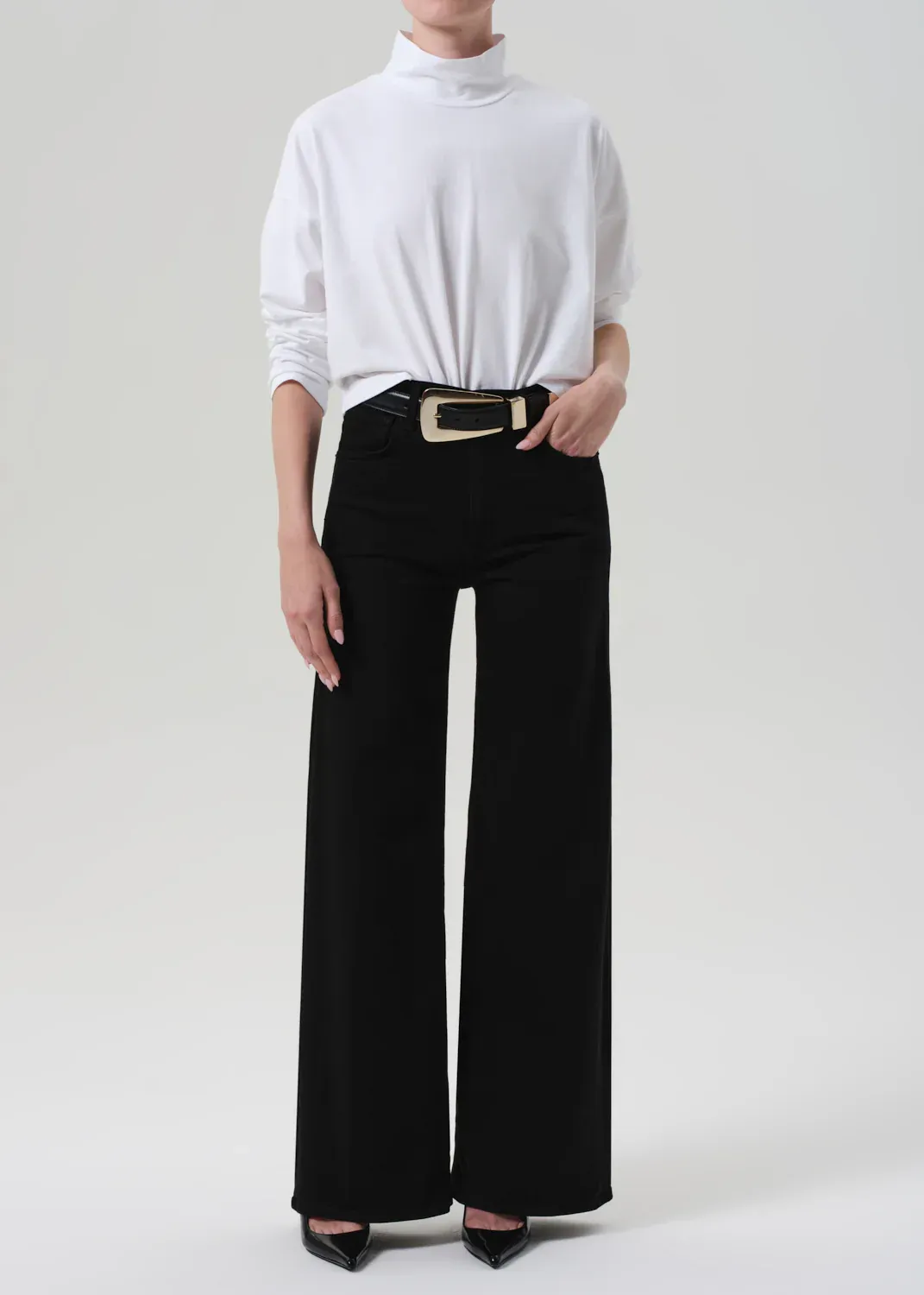 Citizens of Humanity Lyra Long Wide Leg Jean in Plush Black