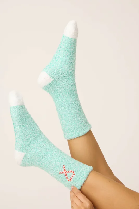 PJ Salvage Candy Cane Fuzzy Crew Socks PJ Salvage Candy Cane Fuzzy Crew Socks