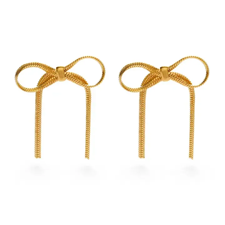 Amano Studio Herringbone Bow Stud Earrings in Gold