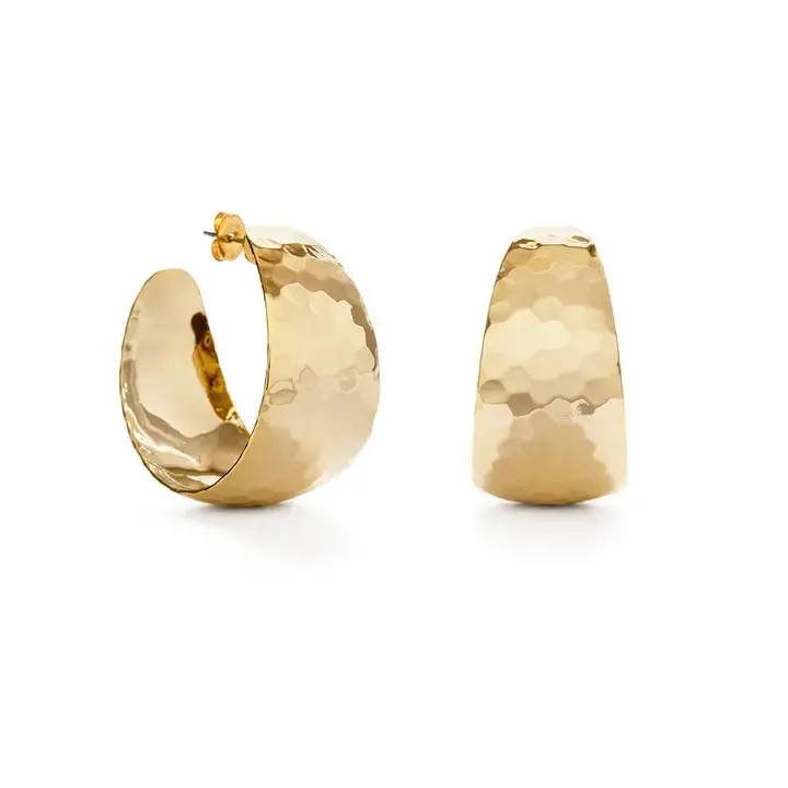 Amano Studio Large Vintage Hammered Hoops in Gold