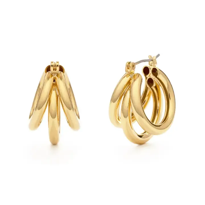 Amano Studio Vintage Style Triple Hoop Earring in Gold