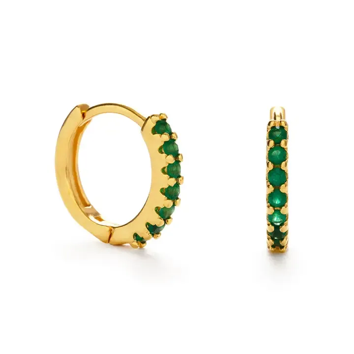 Amano Studio Huggie Hoop earrings in Gold and Emerald Green