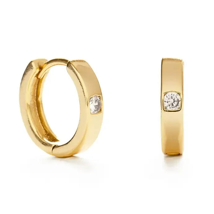 Amano Studio Single Crystal Huggie Hoop Earrings in Gold Amano Studio Single Crystal Huggie Hoop Earrings in Gold