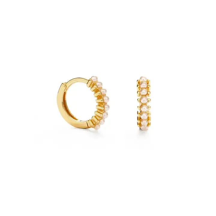 Amano Studio Tiny Pearl Huggie Hoops in Gold