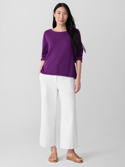 Eileen Fisher Peruvian Cotton Blend Bateau Neck Sweater in Ultraviolet Eileen Fisher Peruvian Cotton Blend Bateau Neck Sweater in Ultraviolet