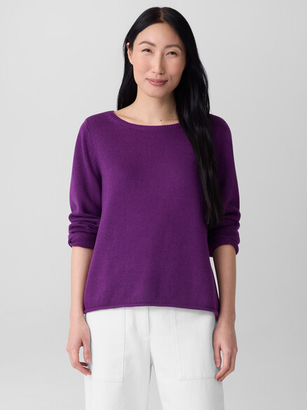 Eileen Fisher Peruvian Cotton Blend Bateau Neck Sweater in Ultraviolet