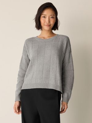 Eileen Fisher Cotton & Recycled Cashmere Crew Neck Sweater in Dark Pearl