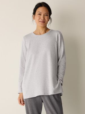 Eileen Fisher Striped Cozy Brushed Terry Long Top in Dark Pearl Eileen Fisher Striped Cozy Brushed Terry Long Top in Dark Pearl