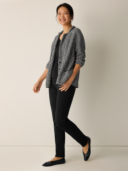 Eileen Fisher Peruvian Cotton Cloud Notch Collar Jacket Black/Soft White