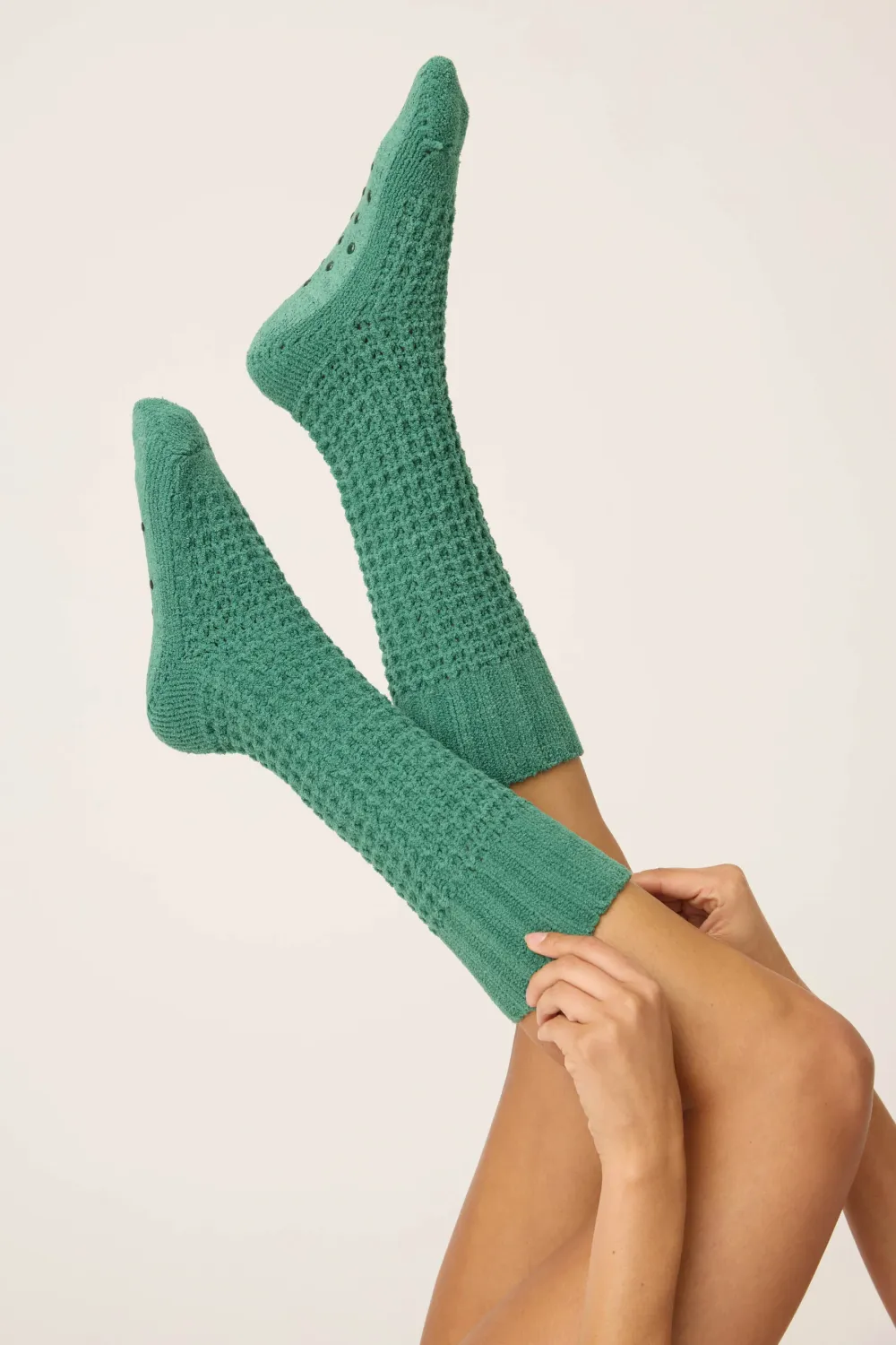 PJ Salvage Cozy Chenille Waffle Knit Socks in Forest PJ Salvage Cozy Chenille Waffle Knit Socks in Forest