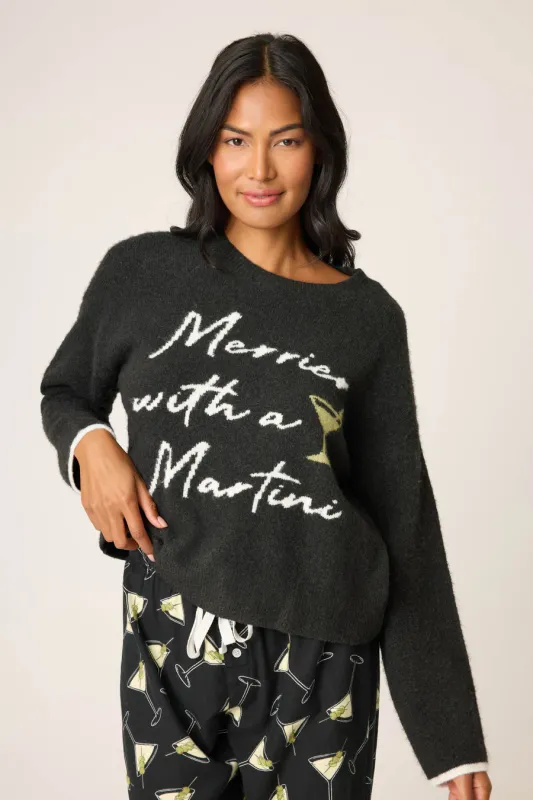 PJ Salvage Merrier with a Martini Snuggle Sweater in Black PJ Salvage Merrier with a Martini Snuggle Sweater in Black