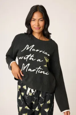 PJ Salvage Merrier with a Martini Snuggle Sweater in Black