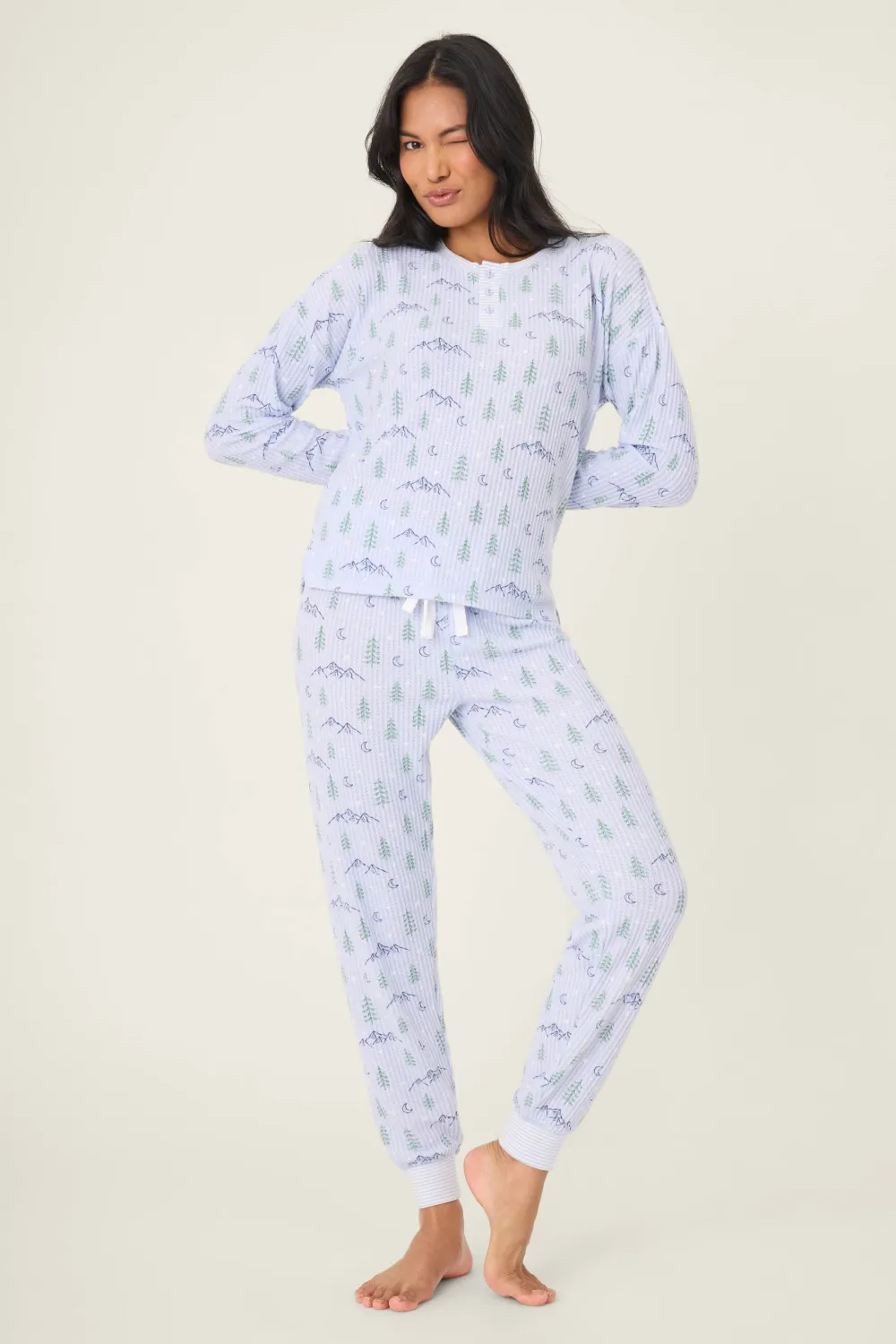 PJ Salvage Mountain Dreams Ski Jammie Set in Periwinkle PJ Salvage Mountain Dreams Ski Jammie Set in Periwinkle
