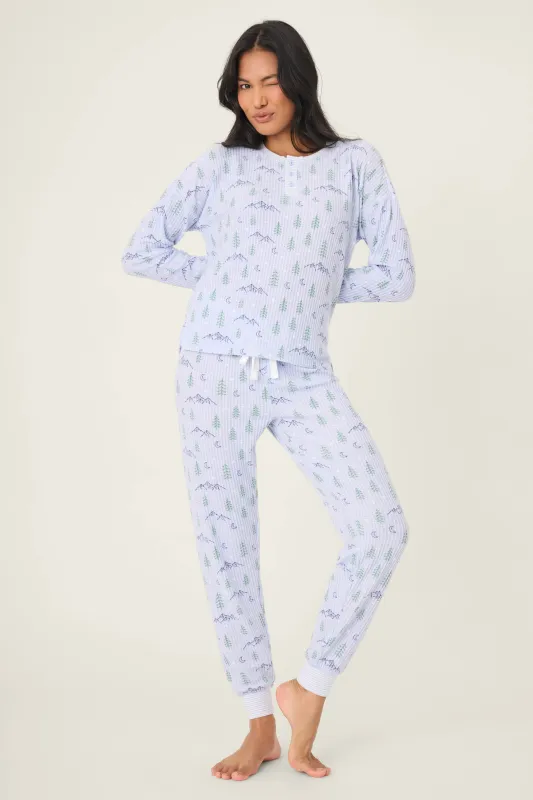 PJ Salvage Mountain Dreams Ski Jammie Set in Periwinkle PJ Salvage Mountain Dreams Ski Jammie Set in Periwinkle