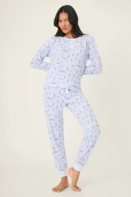 PJ Salvage Mountain Dreams Ski Jammie Set in Periwinkle PJ Salvage Mountain Dreams Ski Jammie Set in Periwinkle
