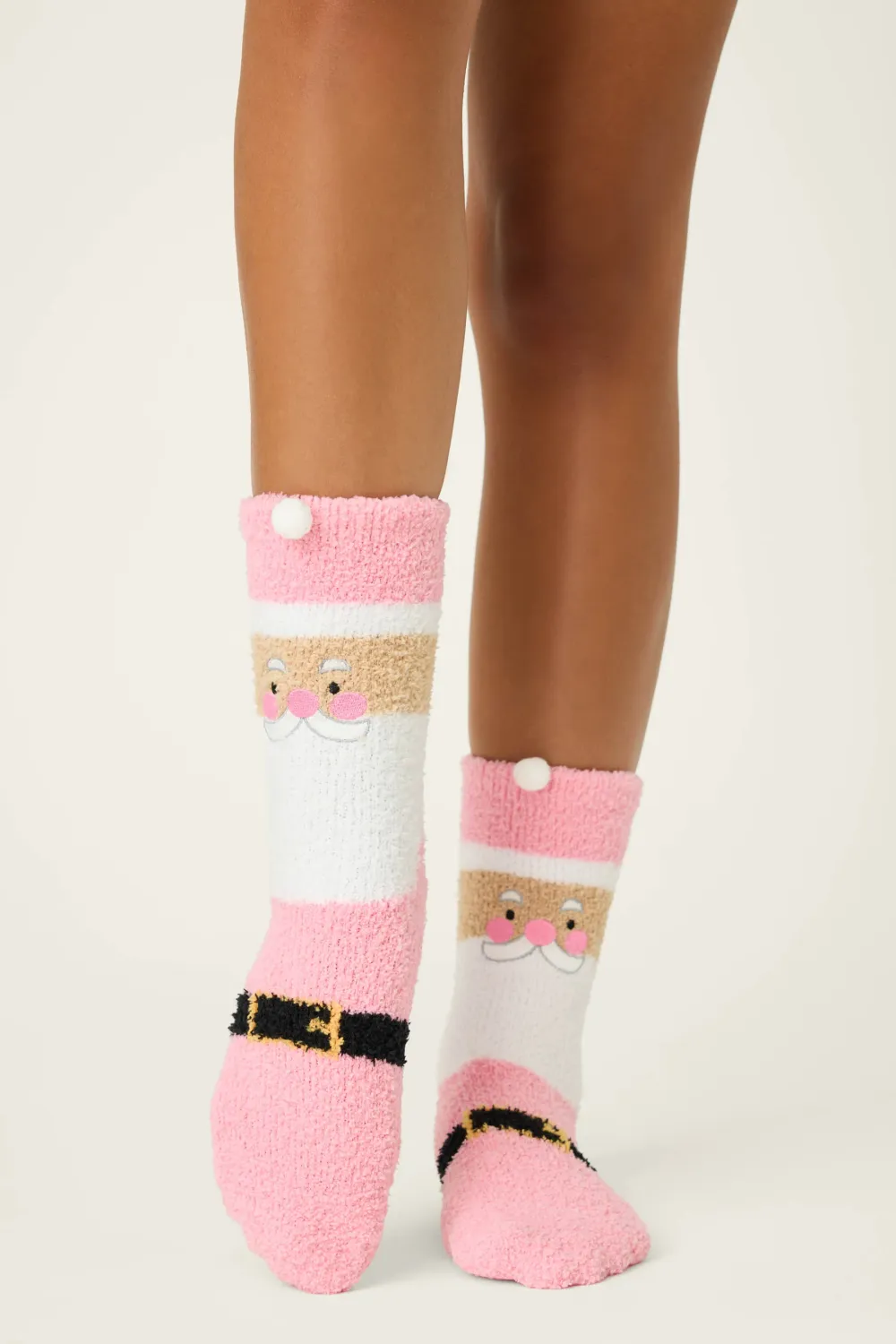 PJ Salvage Santa Fuzzy Crew Socks w/Grippers