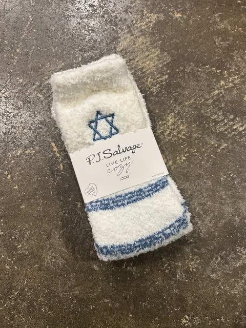 PJ Salvage Star of David Fuzzy Crew Socks w/Grippers