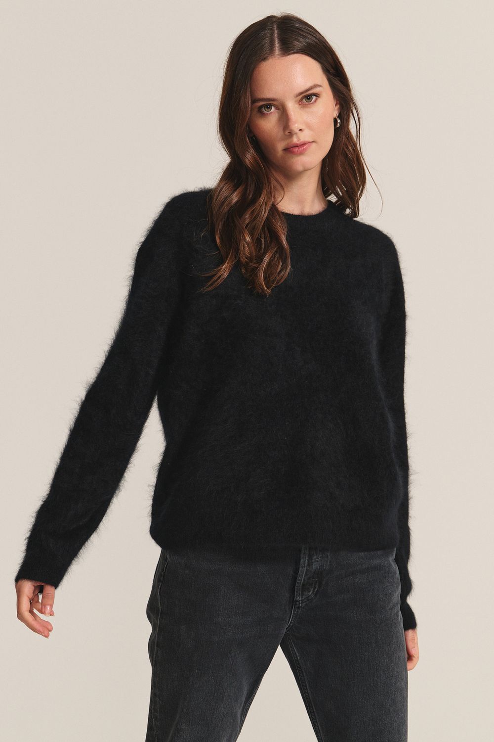 Velvet Jaqueline Brushed Cashmere Sweater in Black Velvet Jaqueline Brushed Cashmere Sweater in Black