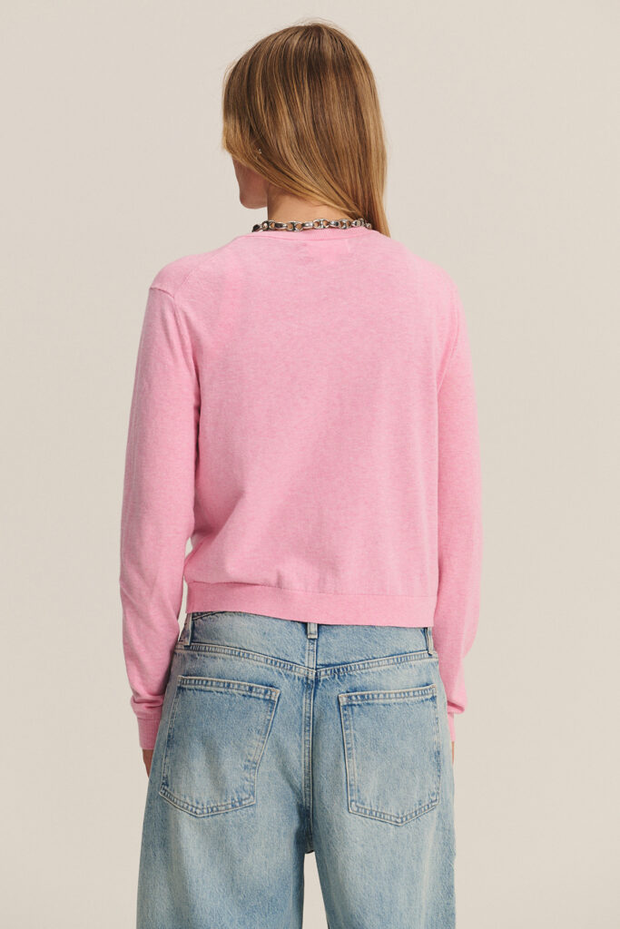 Velvet Angelica Lux Cotton Cashmere Sweater in Rose