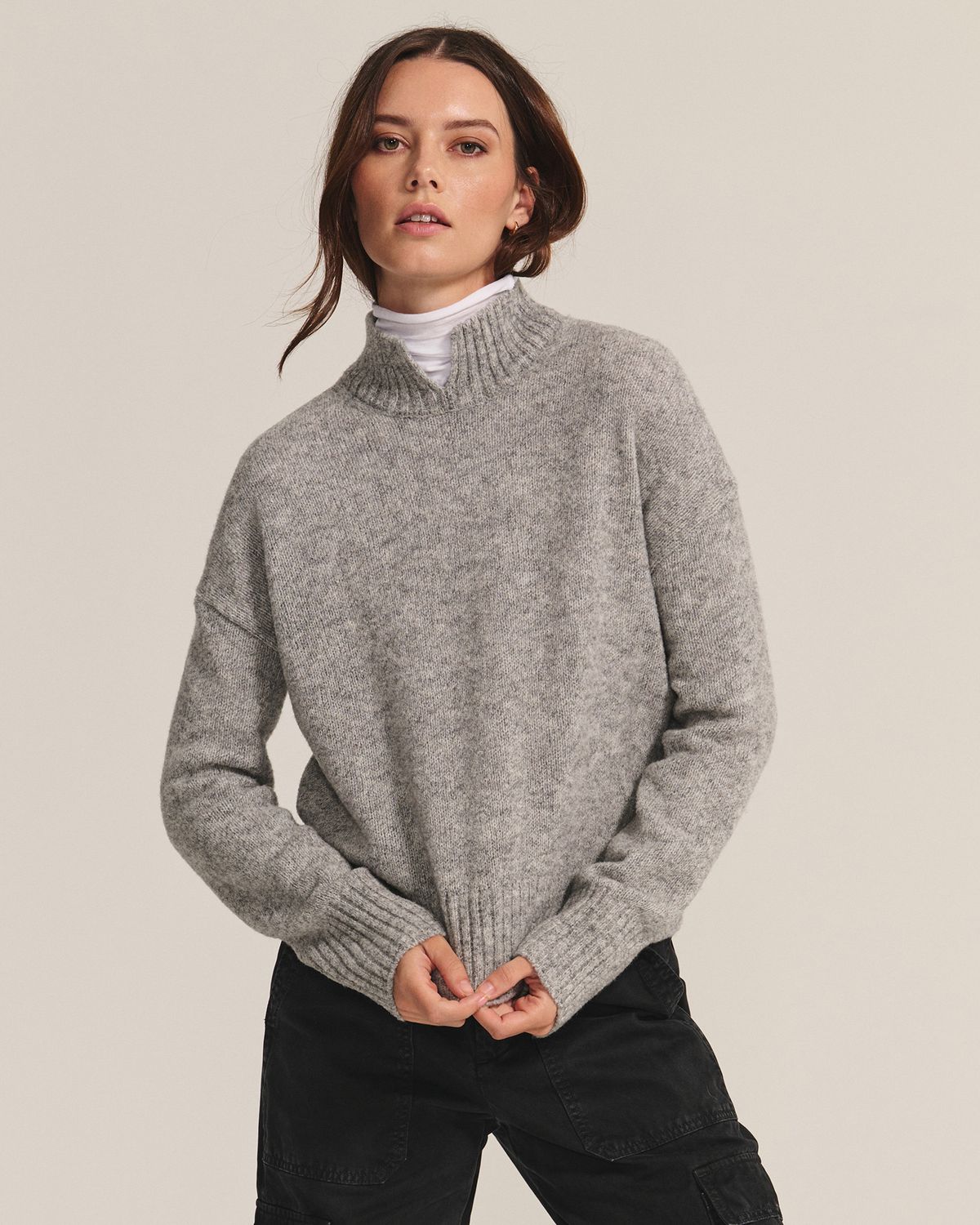 Velvet Brielle Marled Knits Sweater in Heather Grey Velvet Brielle Marled Knits Sweater in Heather Grey