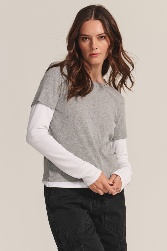 Velvet Bronson Modal Rib Top in Heather Grey and White Velvet Bronson Modal Rib Top in Heather Grey and White