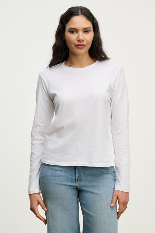 Velvet Vicky Jersey Long Sleeve Top in White Velvet Vicky Jersey Long Sleeve Top in White