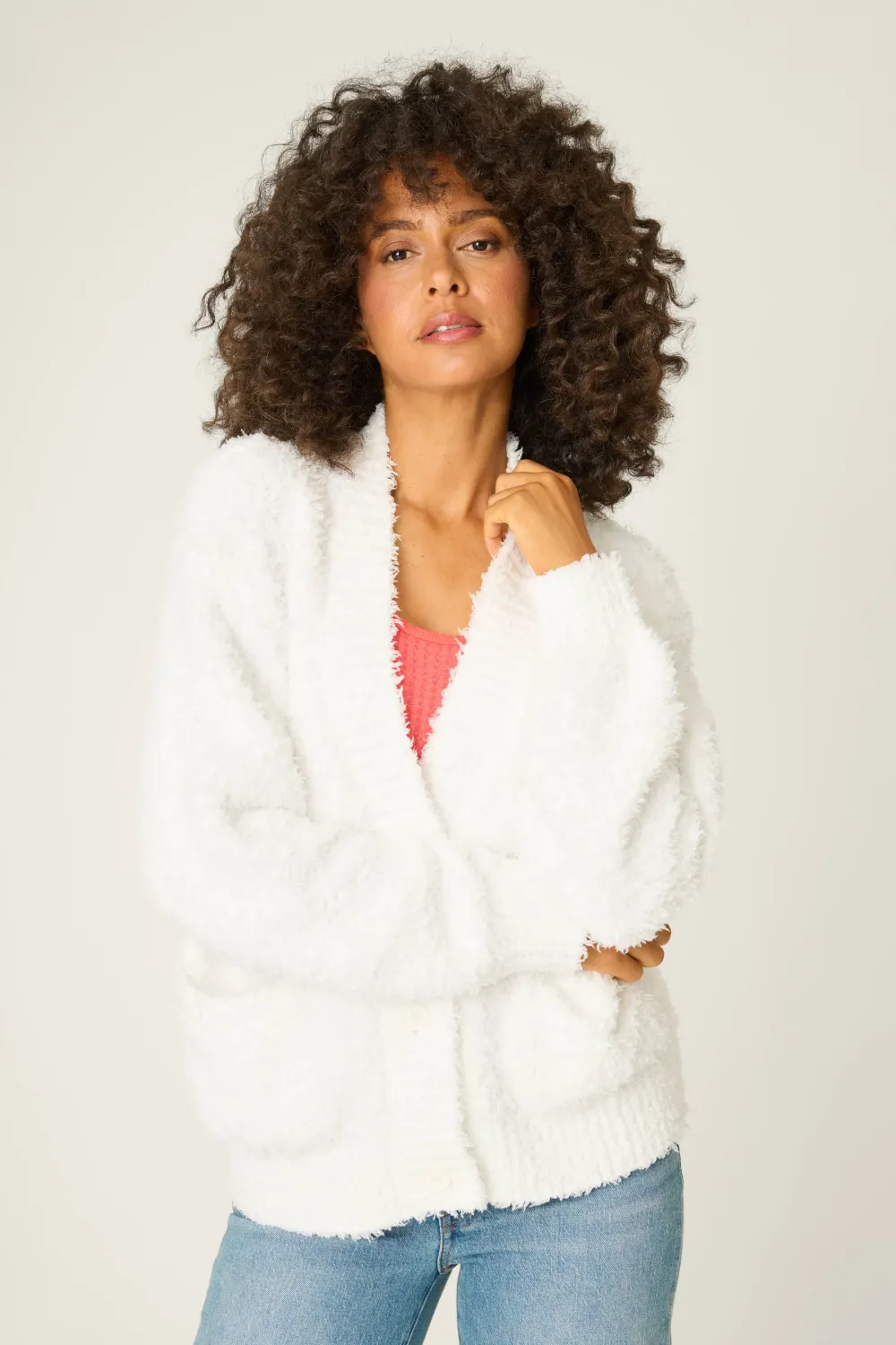 PJ Salvage Bundle Up Boucle Cardigan in Ivory PJ Salvage Bundle Up Boucle Cardigan in Ivory
