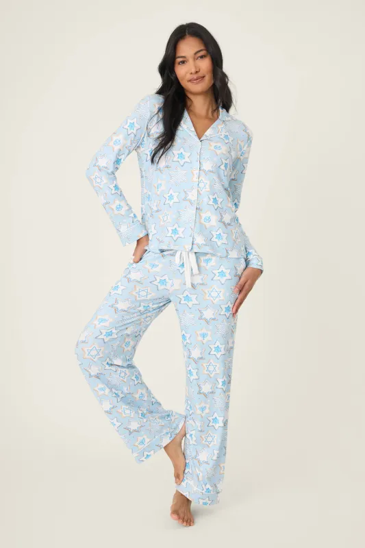 PJ Salvage You Had Me At Shalom Cookie Print PJ Set in Sky Blue PJ Salvage You Had Me At Shalom Cookie Print PJ Set in Sky Blue