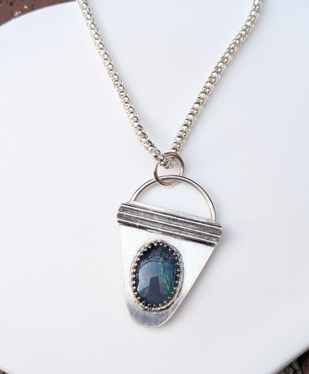 Savage Roots Shirin Necklace in Sterling Silver & Australian Opal Doublet