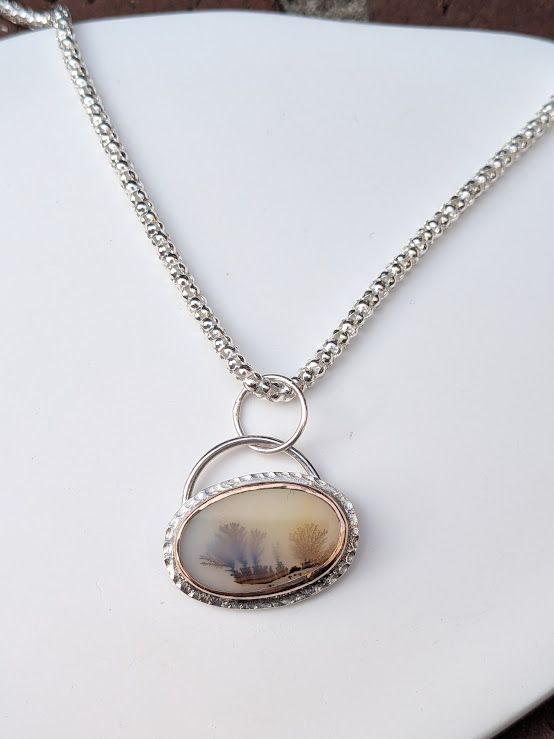 Savage Roots Hope Necklace in Sterling Silver, 14KGF & Scenic Dendritic Agate