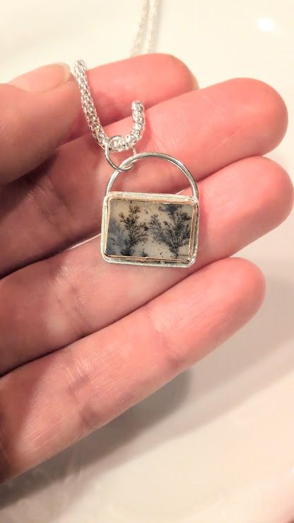 Savage Roots Shania Necklace in Sterling Silver, 14KGF & Scenic Dendritic Agate