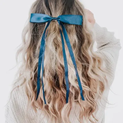 Pretty Simple Dahlia Dainty Hair Bow Clip in Navy
