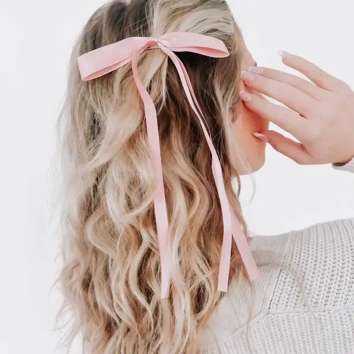Pretty Simple Dahlia Dainty Hair Bow Clip in Light Pink