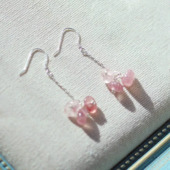 Mavis + Mel Strawberry Quartz Chips Dangle Earrings