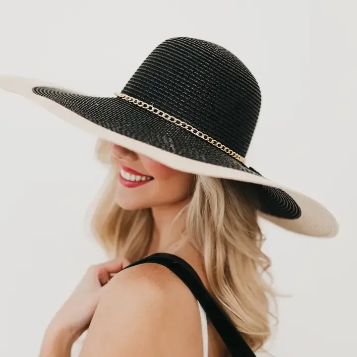 Pretty Simple Miami Summer Wide Floppy Sun Hat in Black