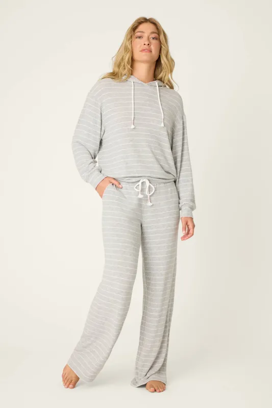 PJ Salvage My Dog is my Valentine Striped Hoodie and Pants Set in Heather Grey