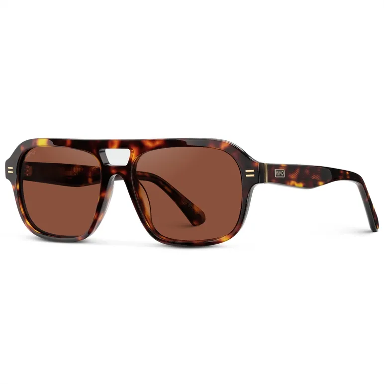 WMP Ember Double Bridge Aviator Sunglasses in Ruby Tortoise/Tinted Red Lens