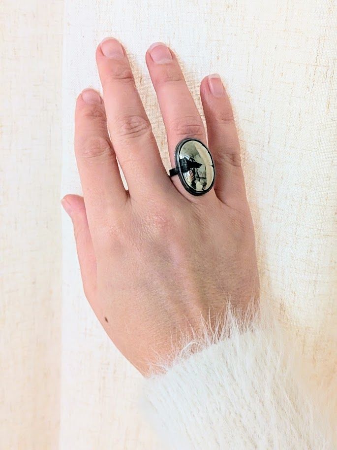 Savage Roots Dani Ring in Black Quartz with Pyrite