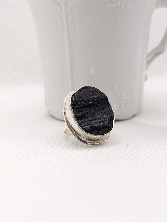 Savage Roots Wednesday Ring in Raw Black Tourmaline
